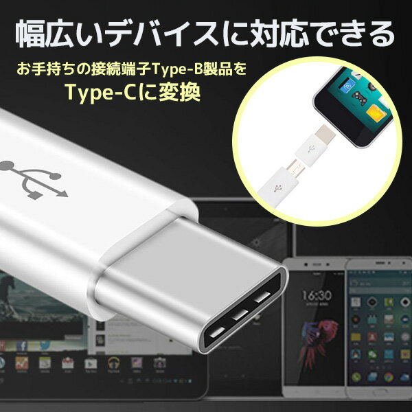 Type-B→Type-C 変換アダプタ アンドロイド マイクロUSB iPhone コネクタ スマホ