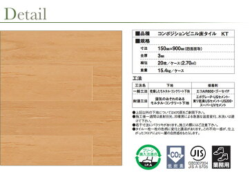 【東リ】塩ビタイル モクリン （150mm幅） ケース（20枚） KT 150mm×900mm柔らかでおおらかな板目模様のナチュラルグラデーション