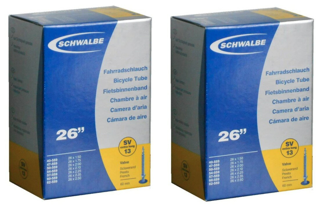 SCHWALBE (シュワルベ) 2本セット 26×1.50/2.50用チューブ 仏式 60mmロングバルブ 13SV-E.L 輸入品