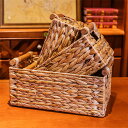 編みバスケットかご 3個セット 藤編み 収納ボックス 小物入れ 天然草で編みられ ハンドメイド ナチュラル おしゃれ 草編み収納バスケット 手工芸品 小物整理かご 小物収納バスケット 雑貨収納 家庭用 ホテル用 大きいサイズ