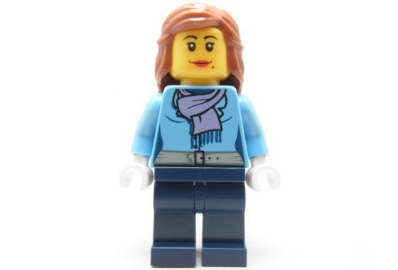 レゴ クリエイター 女の子(濃橙セミロングヘア/水色ジャケット/紫マフラー/紺ズボン) - ミニフィグ (3s1) 