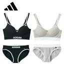 adidas アディダス グンゼ レディース ハーフトップ パッド付き 【AP1355 AP1162N】 ビッグロゴ インナー ノンワイヤー ブラジャー GUNZE 婦人 肌着 下着 綿混 吸汗速乾 ドライ スポーツブラ カジュアル スポーティー ペア パッド取り外し プレゼント ギフト 年間 定番 新作