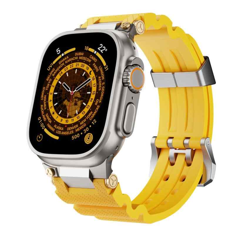 Blissstorm コンパチブル アップルウォッチ バンド 42mm 44mm 45mm 46mm 49mm Apple Watch バンド シリコーン柔らかい交換用 高級ベルト 新型折りたたみ式バックル付き 耐衝撃 防水 防汗メンズ Watch Ul