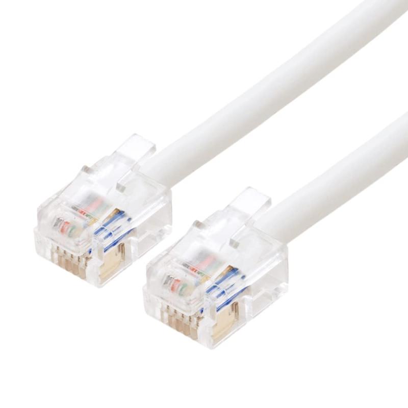 ミヨシ O モジュラーケーブル ホワイト 6極6芯 6極4芯 6極2芯 対応 5m 電話機コード 電話線 ドアホン ..