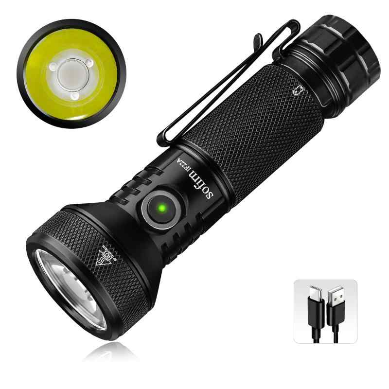 Sofirn 懐中電灯 LED USB充電式 フラッシュライト 強力 2100ルーメン T40 TIRレンズ 照射距離690メートル Type型 ハンディライト サーチライト 軽量 キャンプ 夜釣り アウトドア 無段階調光 ステッ
