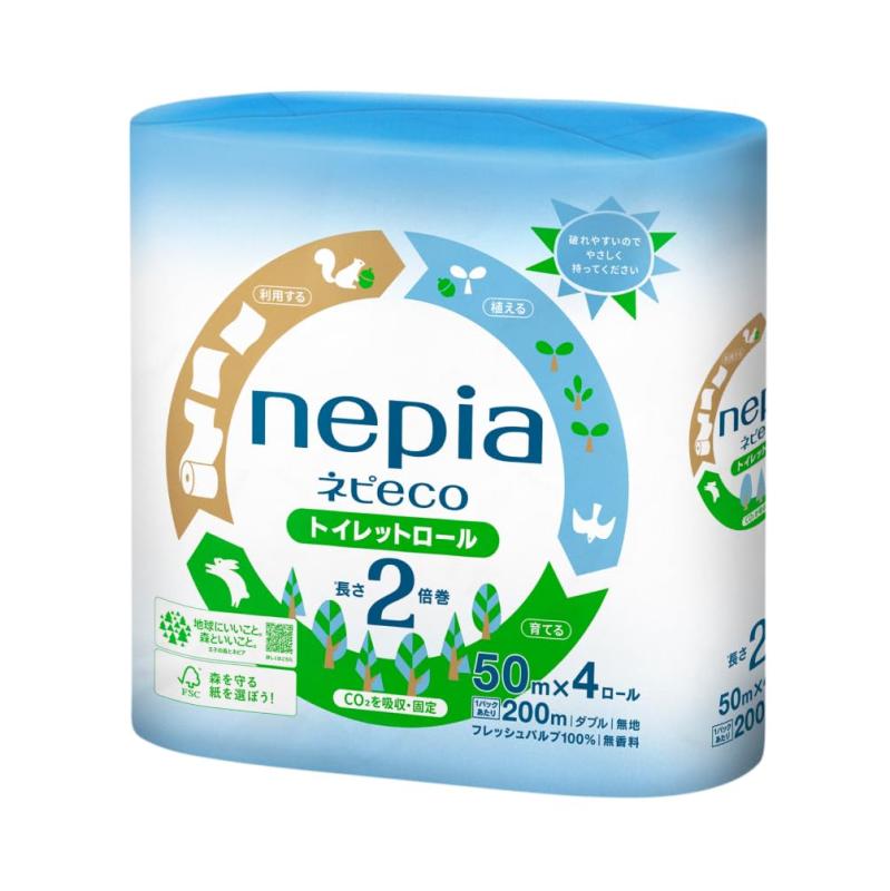 ネピア ネピeco トイレットロール 2倍巻50m(ダブル) 無香料 4ロール