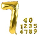 数字バルーン 40インチ 0-9 数字 バルーン 誕生日バルーン ナンバー 純色 アルミ風船 バースデーバルーン 大きい 装飾グッズ 風船 パーティーグッズ ウェディング 記念日 (数字7, ゴールド)(3)