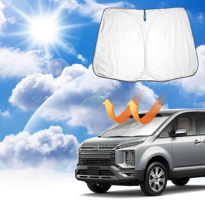 三菱 デリカ D5 後期 前期 CV1W CV2W CV4W CV 19.1～現行 車フロントシェード シェードカーテン日除けカバー 高密度 サンバイザー 紫外線 UVカット 車中泊 熱中症 高温対策 車