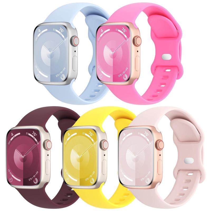 5本セット アップルウォッチ バンド コンパチブル Apple Watch バンド 38mm 40mm 41mm 42mm 44mm 45mm 46mm 49mm, スポーツストラップ 交換ベルト 柔らかいシリコン素材 通気性 防水性 に対応 iWatc