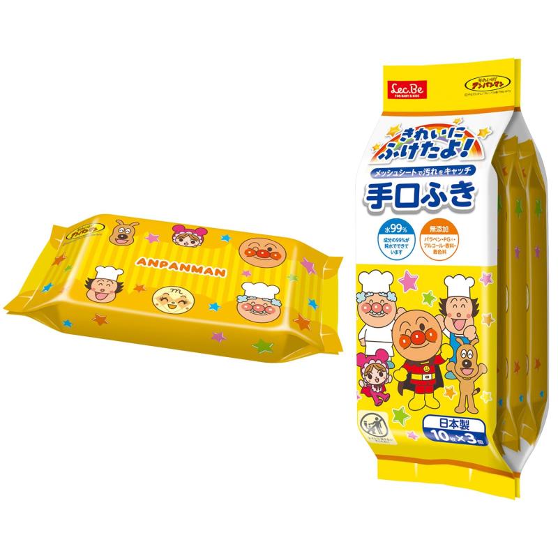 アンパンマン 純水99% おでかけ用 手口ふき メッシュシート (10枚入×3個) 日本製/低刺激性 /