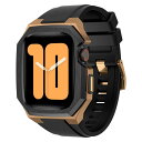 コンパチブル Apple Watch バンド 44mm 45mm 46mm 49mm ステンレス鋼 ケース付き 頑丈なメンズ フッ素ゴムベルド 一体型 スポーツ...