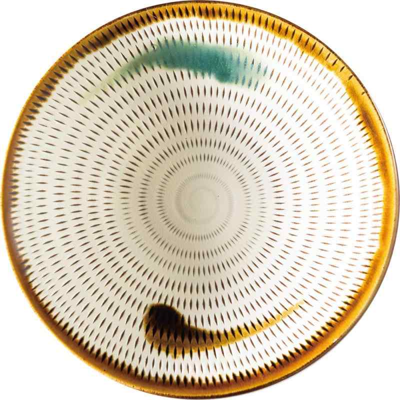 山下工芸 中皿 飴縁打掛 φ21×4cm 小石原焼 7寸皿 トビ 45025440のサムネイル