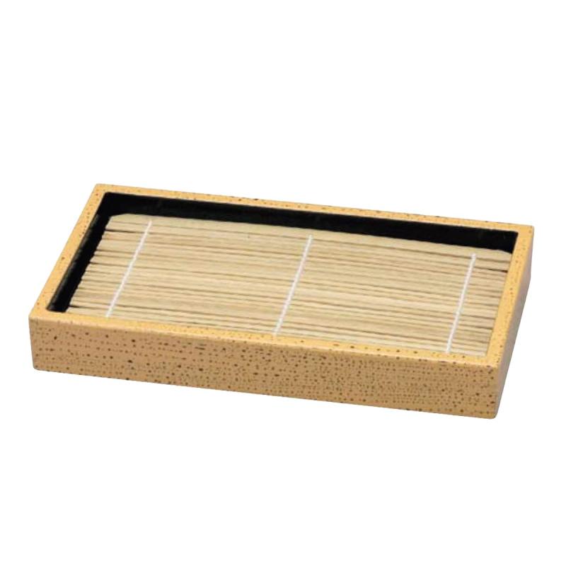 J-kitchens そば 器 ざるそば 7.7長角盛ざる（底板付）ゴマ竹 割れにくい 樹脂製 23.1×13.2×3.2cm 日本製