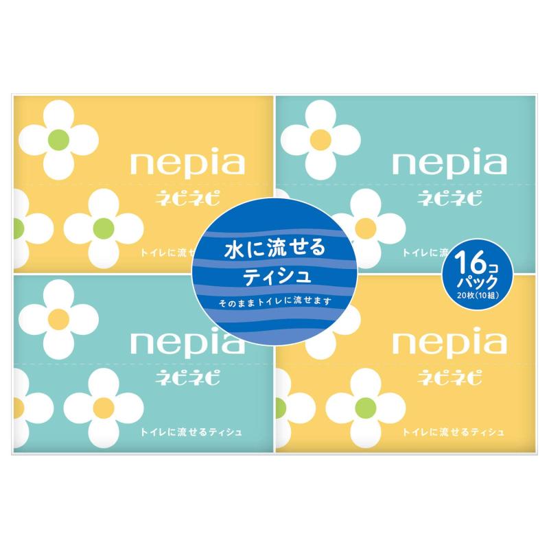 ネピア ネピネピ 水に流せるポケットティシュ 16個パック商品サイズ (幅×奥行×高さ) :24mm×5mm×15mm原産国:日本内容量:16個原材料: フレッシュパルプブラント名: ネピア