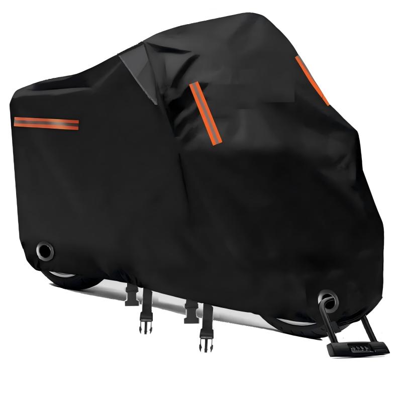 バイクカバー 防水 通気穴 800D超厚手 2025改良最新型 車体カバー 220*100*125 超撥水塗料 オックス生地 警告反射テープ 盗難防止 紫外線防止 防埃 防水 防雪 UVカット 丈夫収納袋付