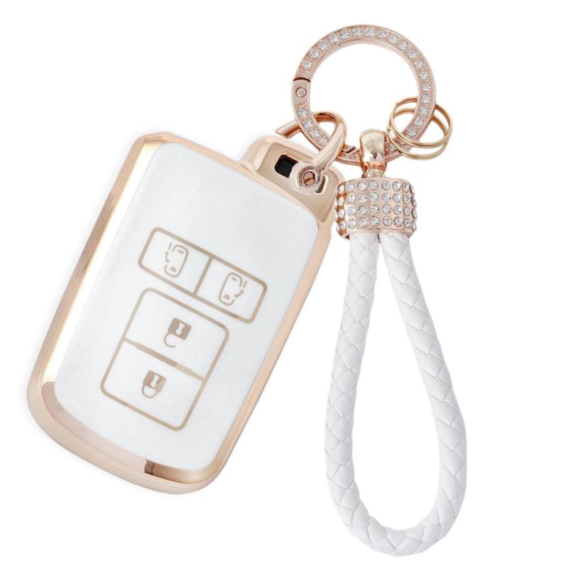 [] ノア80系 ヴォクシー80系キーケース適合トヨタエスクァイア アルファード ヴェルファイア30系 シエンタキーカバー 軽量(ホワイト)