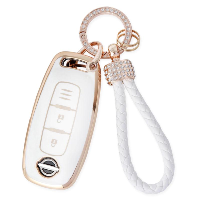 [] 新型 エクストレイルキーケース適合日産アリア キーカバーサクラスマートキーケース 軽量(ホワイト)(2.0)