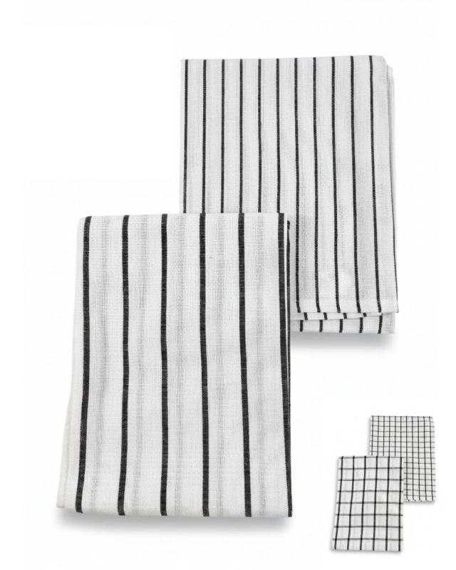 ［パノス］ふきん キッチン 食器拭き タオル 手拭き 大判 北欧/キッチンクロス 綿 2枚セット 50×70 cm チェック