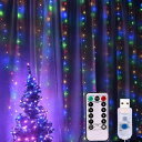 イルミネーション 3M*3M 300球 LEDライト カーテンライト防水 クリスマスライト ストリングライト リモコン付き USB給電 8モード切替 クリスマス...