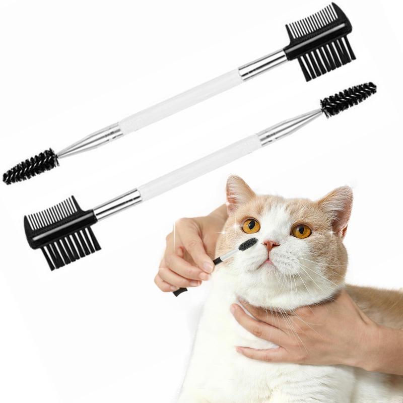 HAKO 犬 コーム2本セット犬 目やに取りコーム 犬 ブラシ 猫 くし コーム 顔まわり両頭ペットブラシ 猫ブラシ 犬の涙汚れ除去櫛目 くし 持ち運びヤニクリーナー イージーフェイシャルコーム