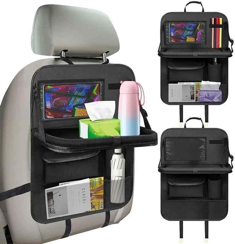 シートバッグポケット車 収納 後部座席 車用収納ポケット 後部のポケットには6つの収納 折り畳みテーブル キックガード 10インチipad収納 多機能 大容量 子供のキック対策 1個