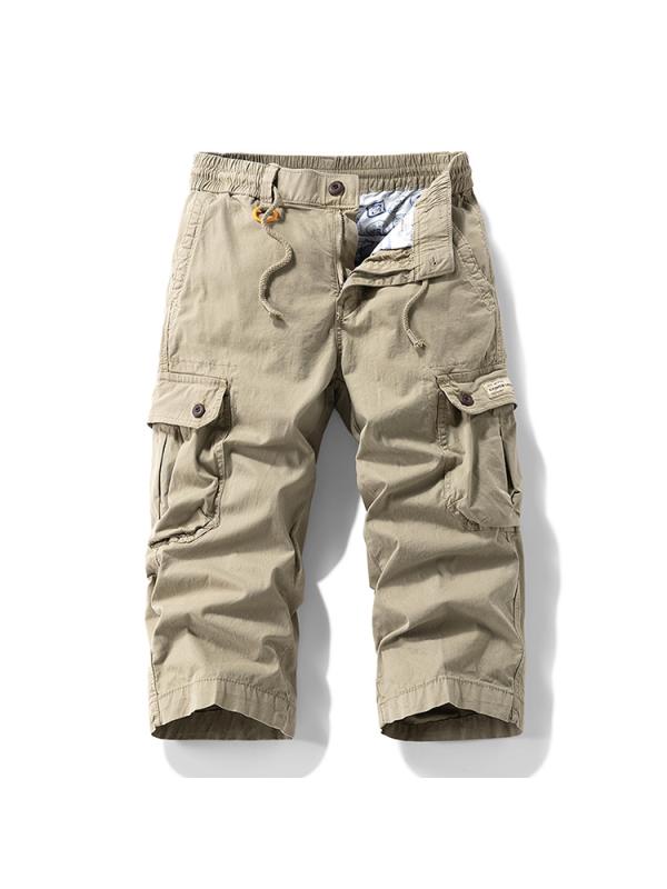 樂天商城 - ワークパンツ メンズ クロップド丈 ストレート マルチポケット カーゴパンツ 微ストレッチ カジュアル ストリート系 コットンブレンド ミドルウエスト ボタンフライ 通年 ウォッシャブル ブラック カーキ グレー ベージュ