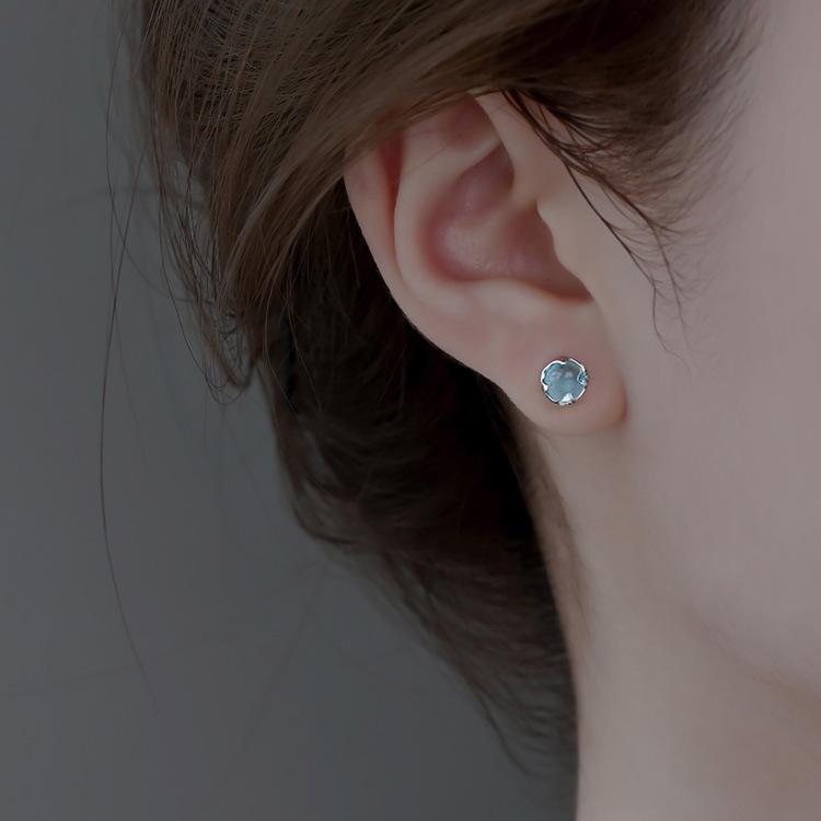 ピアス レディース S925 シルバー 人工サファイア ドロップピアス ブルー 幾何学型...