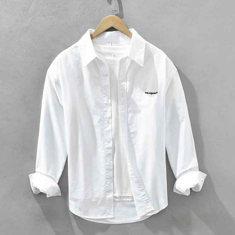 樂天商城 - シャツ 男性用 長袖 コットン トップス 刺绣 白 黒 M L XL XXL XXXL 春 ファッション カジュアル