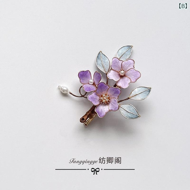 ヘアクリップ 髪飾り 伝統工芸 つまみ細工風 レトロ 古風 ハンドメイド 漢服 和装...
