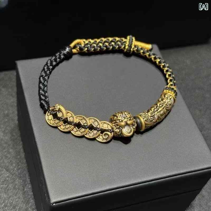 ブレスレット メンズ レディース アクセサリー ラッキーアイテム 五帝銭 貔貅 饕餮...