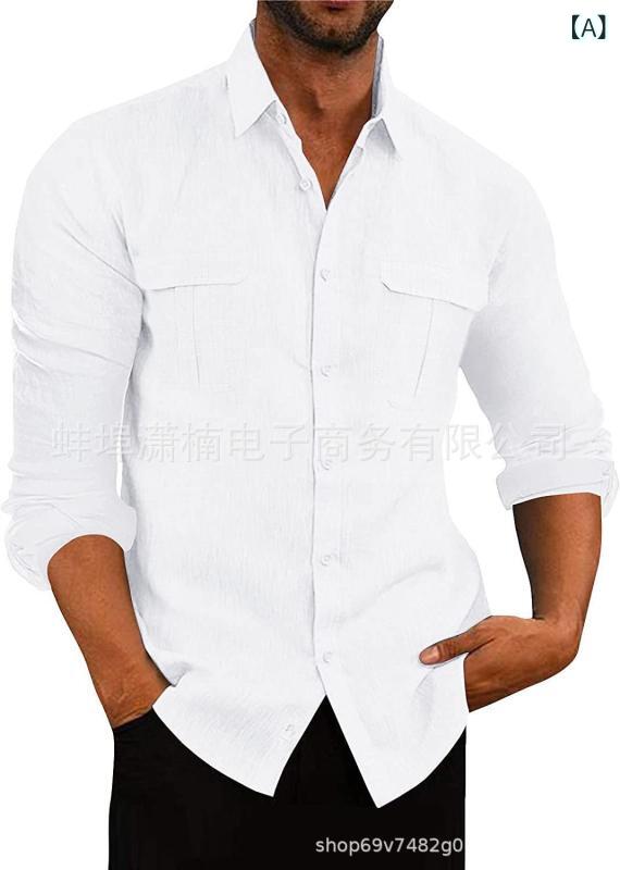 ・スタイル: 街頭・款式: 開衫・版型: 合体型・領型: 翻領・袖長: 長袖・柄: 色・厚み: 普通・款式詳細: 口袋飾り・主な素材: 聚酯纖維（涤綸）85%・適用シーン: 日常・カラー展開: 白.黒.藏青.杏色.グレー.浅藍色・サイズ展開: S.M.L.XL.XXL.XXXL・機能: 快適・適用性別: 男・製品カテゴリ: 襯衫