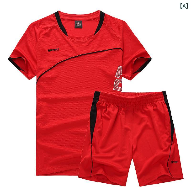 メンズ 運動 セットアップ 夏 春夏 トップス ショーツ 速乾 透気 短袖 Tシャツ 短パン フィットネス ランニング サイクリング 化繊混紡 ポリエステル 薄手 ゆったり 赤 黄 青 黒 白 蛍光緑