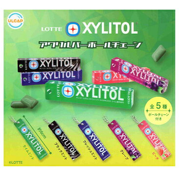 LOTTE キシリトール アクリルバーボールチェーン 全5種セット コンプ コンプリートセット
