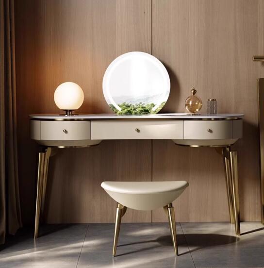 ドレッサー おしゃれ 化粧台 セラミック天板 鏡台 かわいい デスク 化粧品収納 お姫系 寝室 化粧テーブル メイク台 引出し収納 コンパクト 高級感 モダン 幅100cm 120cm 138cm テーブル単品 スツール追加可能