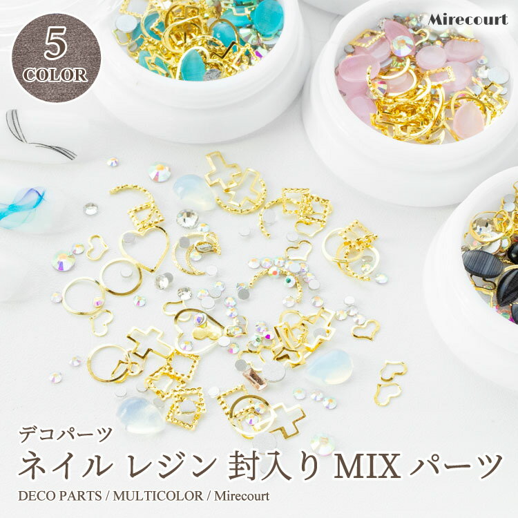 ネイル レジン 封入り MIXパーツ 全5種類 (1個 / 350円) デコパーツ グラデーション ジェルネイル セルフネイル ネイルアート レジン封入 素材 材料 夏のネイル