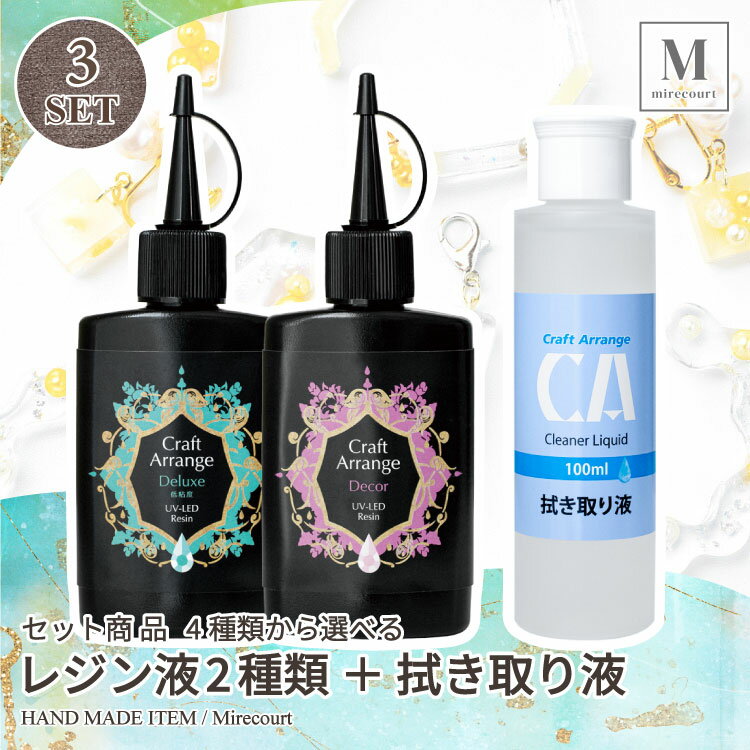 佐川急便 送料無料4種類から選べる UV-LEDレジン液 75g入 2本セット + 拭き取り液 100ml クラフトアレンジ Craft Arrange 日本製 低粘度 高粘度 立体モールド クリアレジン アクセサリー メーキング レジン クラフト DIY
