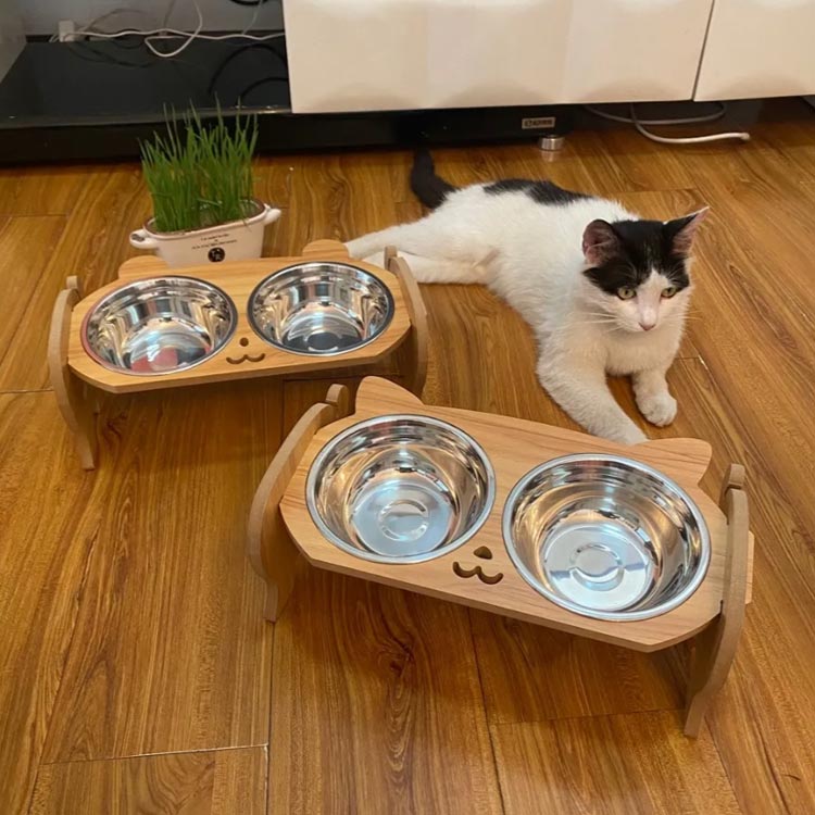 猫 フードボウル スタンド ステンレス 傾斜 ペット食器台 食べやすい 高さ調整 100 の保証 餌入れ 犬 お水入れ 猫ボウル 犬用 猫用 食器台 木製 竹製 取り外し えさ台 かわいい エサ台 食事台 フードボール ペット用 おしゃれ 皿 テーブル 食器スタンド ご飯台