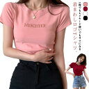 春夏 カジュアル ゆったり 2枚セット! カットソー おしゃれ カラフル レディース 半袖 Tシャツ プリント ロゴT ミドル丈 ワンポイント 薄手 通気 着痩...
