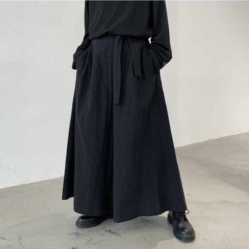 大きいサイズ ワイドパンツ メンズ サルエルパンツ 夏 ゆったり 袴パンツ 9分丈 ビッグシルエット ガチョウパンツ 暗黒系 原宿系 ストリート系 モード系