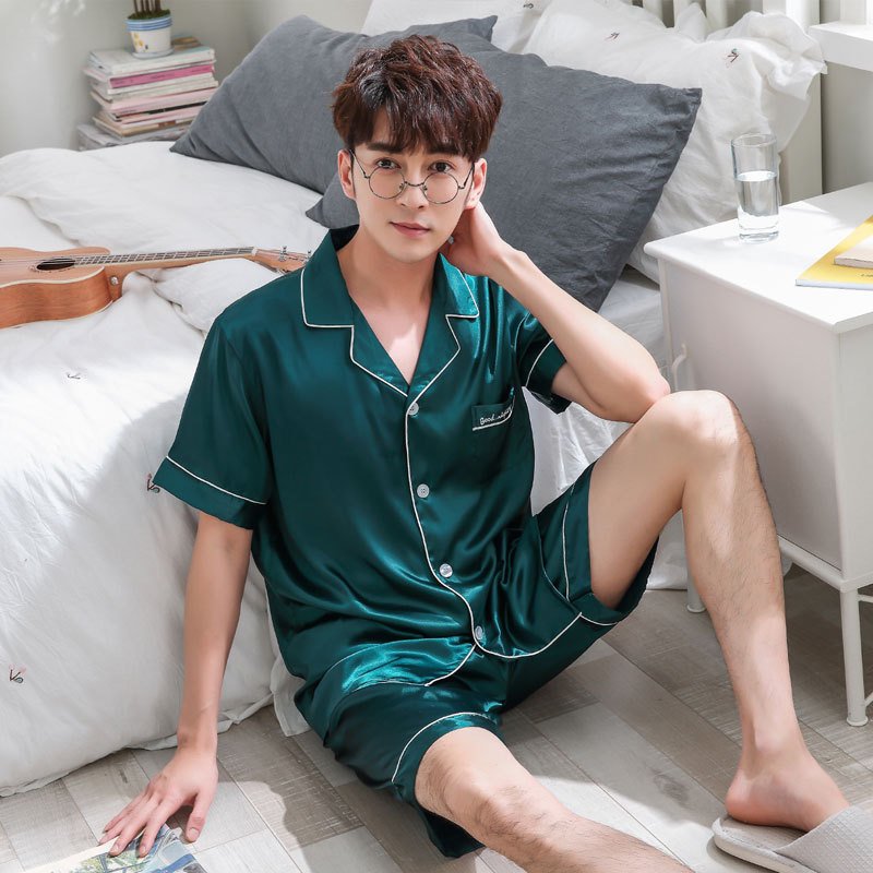 ペアパジャマ シルク調サテン地 上下セット 2020 メンズ レディース 襟付き ルームウェア パジャマ