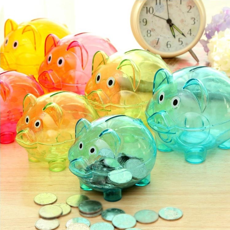 500円玉 豚貯金箱 貯金豚 豚の貯金箱 かわいい 男の子 おしゃれ 動物 こども 子ども 500円 インテリア 貯金 雑貨 北欧 小銭 硬貨 座ってる 貯金箱 ぶた 栓付き ピンク ブルー ブタ ブタさん 割れない [2]