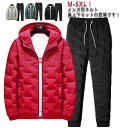 キルティング上下セット メンズ 中綿パーカー 長ズボン 上下 セットアップ 秋冬 冬服 フード付き 中綿ジャケット 中綿パンツ 2点セット ダウン風 キルト 厚手 暖かい カジュアル 防寒ウエア ランニングウエア あたっか 部屋着 ルームウエア スポーツウェア 送料無料