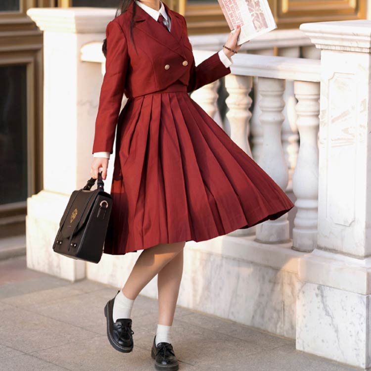 学生制服 女子 ブレザー セット 女子高生 学生服 スクール 高校生 女子制服 シャツ ワンピース リボン バッジ 6点セット セーラー服 レディース 制服 ジャケット ハロウィン コスプレ コスチューム JK制服 紺 黒 赤 スーツ 卒業式 入学式 学園祭 文化祭 発表会 送料無料