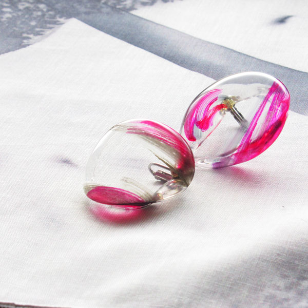 楽天irodoriyui matsuda 「クリアイヤリング」 アクセサリー ハンドメイド イヤリング ピンク ブラック クリア 透明 軽量 レディース オリジナル 一点もの 松田唯 fall お中元 御中元 早割