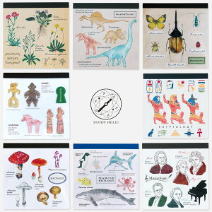 STUDY HOLIC 「メモパッド・スクエア」 植物学/古生物学新説/昆虫学/考古学/古代エジプト学神々/菌類学/海洋生物学/音楽学 文具 スタディホリック GreenFlash メモ帳 プチギフト お礼 ミニギフト 母の日 遅れてごめんね
