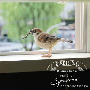 BIRDIE BILL「リアルな鳥のオブジェ スズメ」 SPARROW バーディ ビル 鳥 雀 すずめ マグネット 磁石 置物 動物 メッセージバード リアルアニマルズ 小鳥