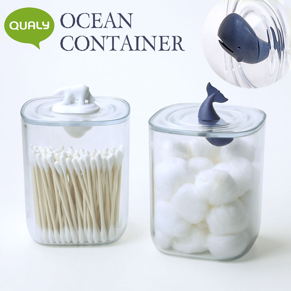 QUALY「オーシャンコンテナ 綿棒ケース」 クジラ/白くま OCEAN CONTAINER 綿棒入れ 小物入れ 収納小物 コットンケース SAVE THE OCEAN サステナブル エコ素材