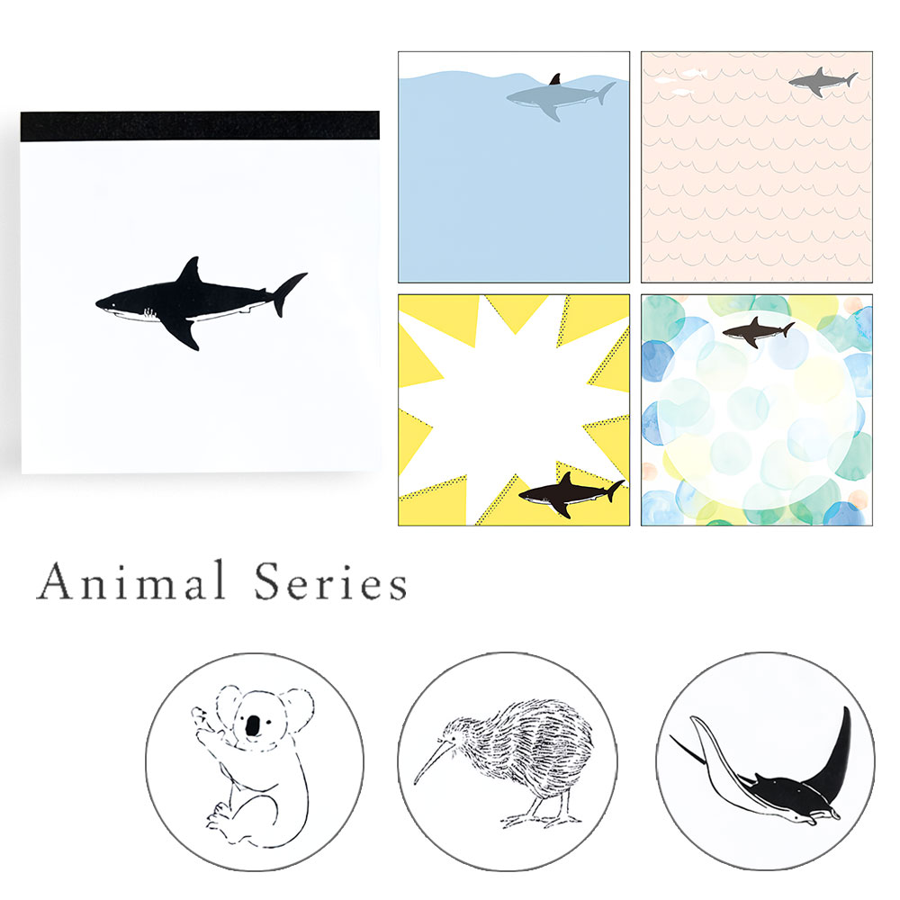 ギフト プレゼント Animal Series 「メモパッド・スクエア」 コアラ/サメ/キーウィ/イトマキエイ マンタ 文具 メモ帳 アニマルシリーズ サメグッ...