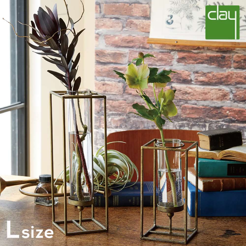 【送料無料】 【ラッピング無料】 ギフト プレゼント Clay 「 Norns フラワーベース Lサイズ 」 アイアン ガラス管 試験管 実験器具風 アンティー...