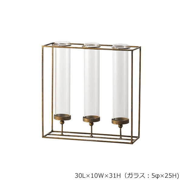 Clay「Nornsフラワーベース」トリプル花瓶 花器 一輪挿し試験管 実験器具風ドライフラワーアイアン ガラス